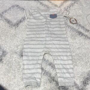 Egg Collective Gray and White Striped Kids One Piece